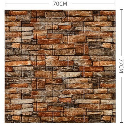 Set 10 Placi Tapet 3D, Flippy, 70 x 77 cm, Grosime 3 mm, din Polietilena, Model Caramida, Suprafata acoperita 5.3 mp, Piatra Rosie [4]