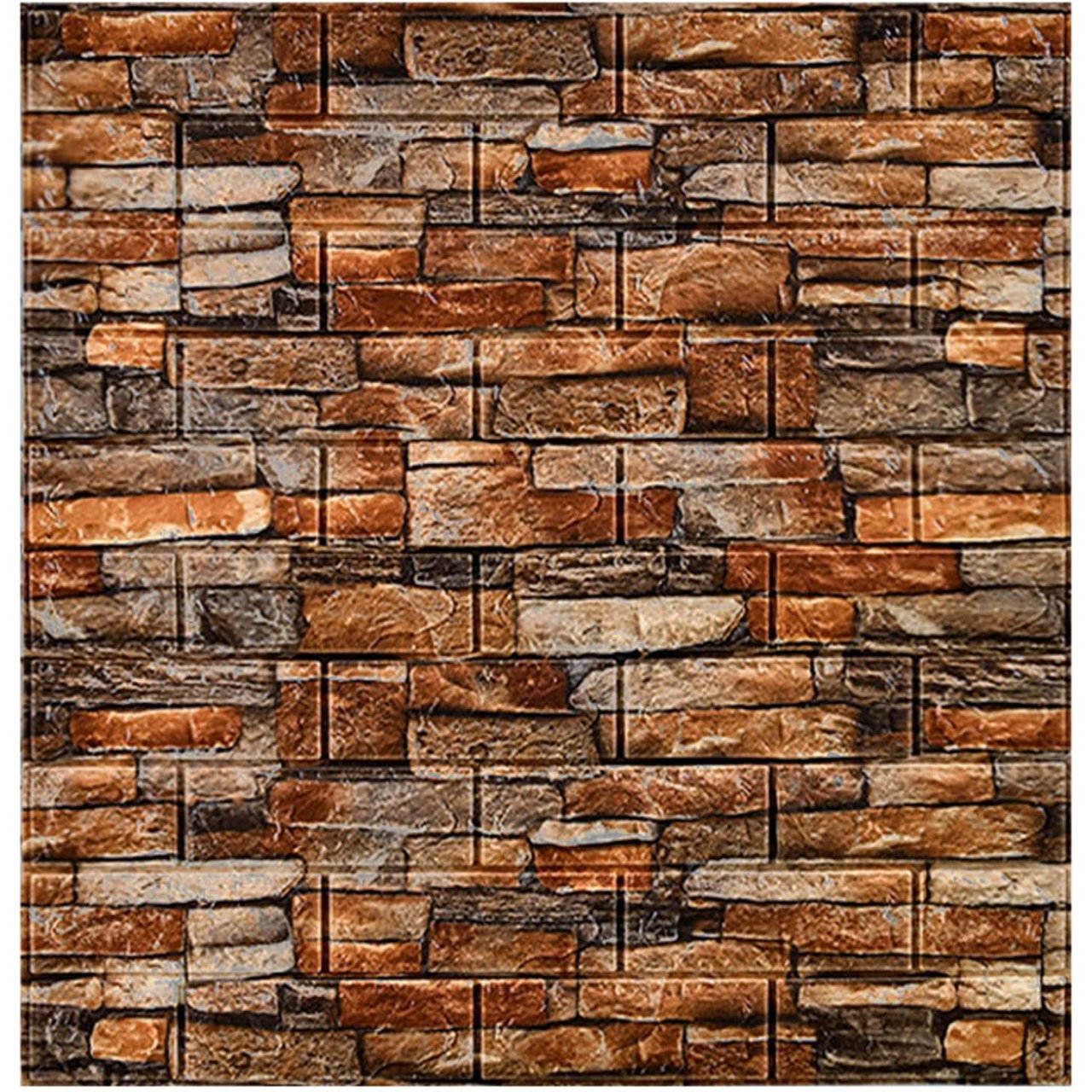 Set 10 Placi Tapet 3D, Flippy, 70 x 77 cm, Grosime 3 mm, din Polietilena, Model Caramida, Suprafata acoperita 5.3 mp, Piatra Rosie [5]