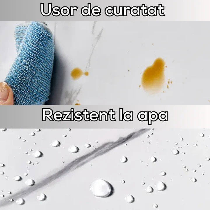 Set 10 Placi Tapet, Flippy, 60 x 30 cm, Grosime 1.5 mm, din PVC, Model Imitatie de Marmura, Suprafata acoperita 1.8 mp, Alb [4]