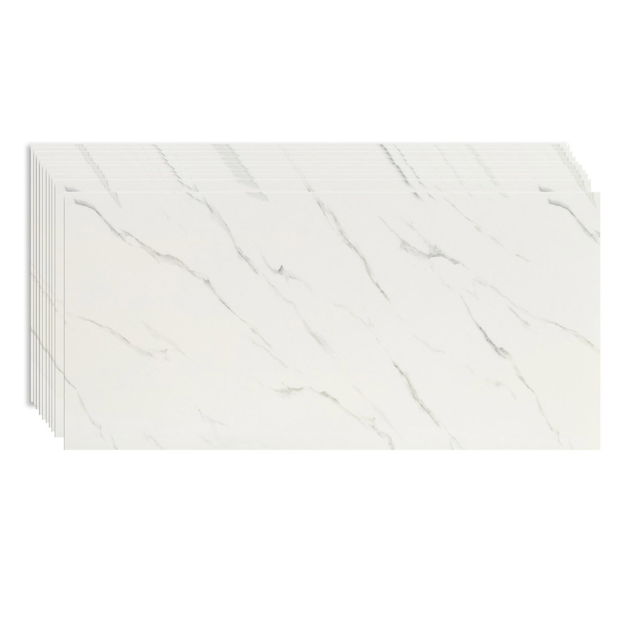 Set 10 Placi Tapet, Flippy, 60 x 30 cm, Grosime 1.5 mm, din PVC, Model Imitatie de Marmura, Suprafata acoperita 1.8 mp, Alb [3]