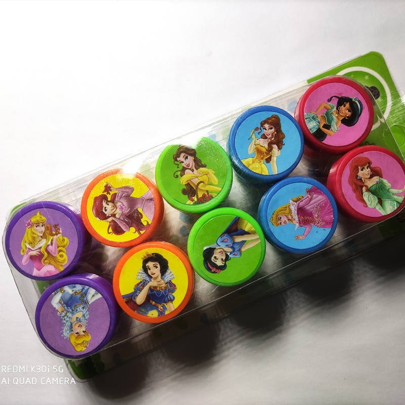 Set 10 Stampile, Flippy, pentru Copii 4-6 Ani, Model Printese din Desene, 20 x 5 x 2 cm, Multicolor [4]