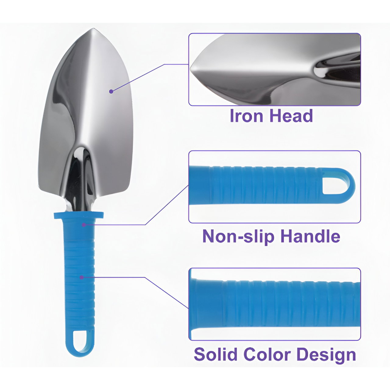 Set 10 Unelte de Gradina, Flippy, pentru Plantare Prelucrare Sol si Ingrijire Plante, Manere Albastre, Material PVC si Otel Inoxidabil, Cutie Inclusa, 37x28x7 cm, Negru [10]