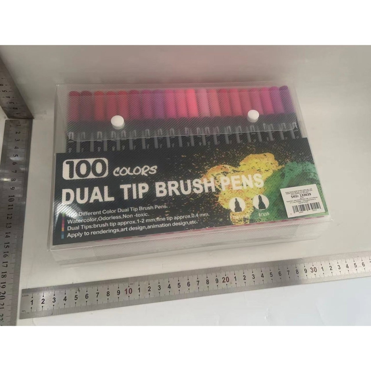 Set 100 Carioci, Flippy, pe Baza de Apa, 2 Tipuri de Varf, 1-2 mm, 0.4 mm, Corp Carioca Negru, din Plastic, Multicolor [6]