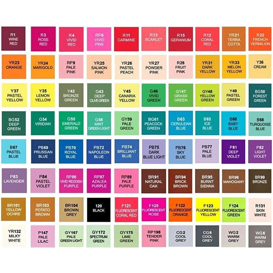 Set 100 Markere Duble, Flippy, pe Baza de Alcool, Geanta Impermeabila Inclusa, Culori Numerotate, 17 x 17.5 x 13.7 cm, Multicolor [3]