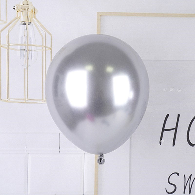 Set 12 Baloane, Flippy, din Latex Chrome, 25 cm, Argintiu [3]