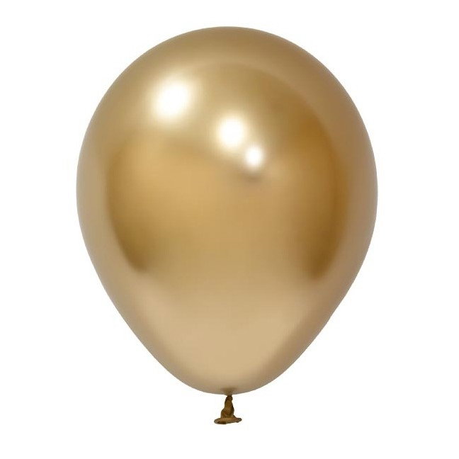 Set 12 Baloane, Flippy, din Latex Chrome, 25 cm, Auriu [1]