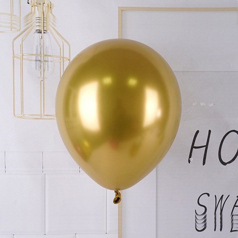 Set 12 Baloane, Flippy, din Latex Chrome, 25 cm, Auriu [3]