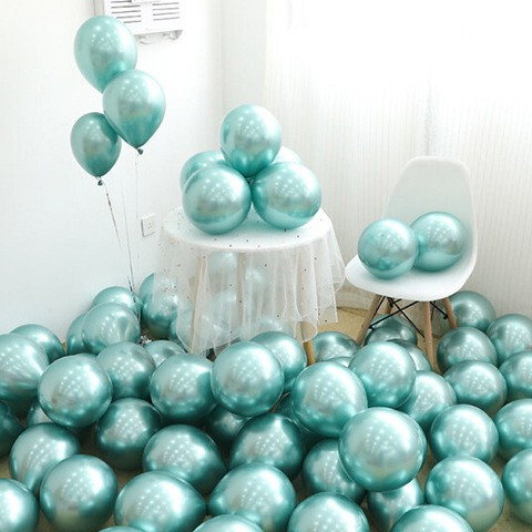 Set 12 Baloane, Flippy, din Latex Chrome, 25 cm, Turcoaz [3]