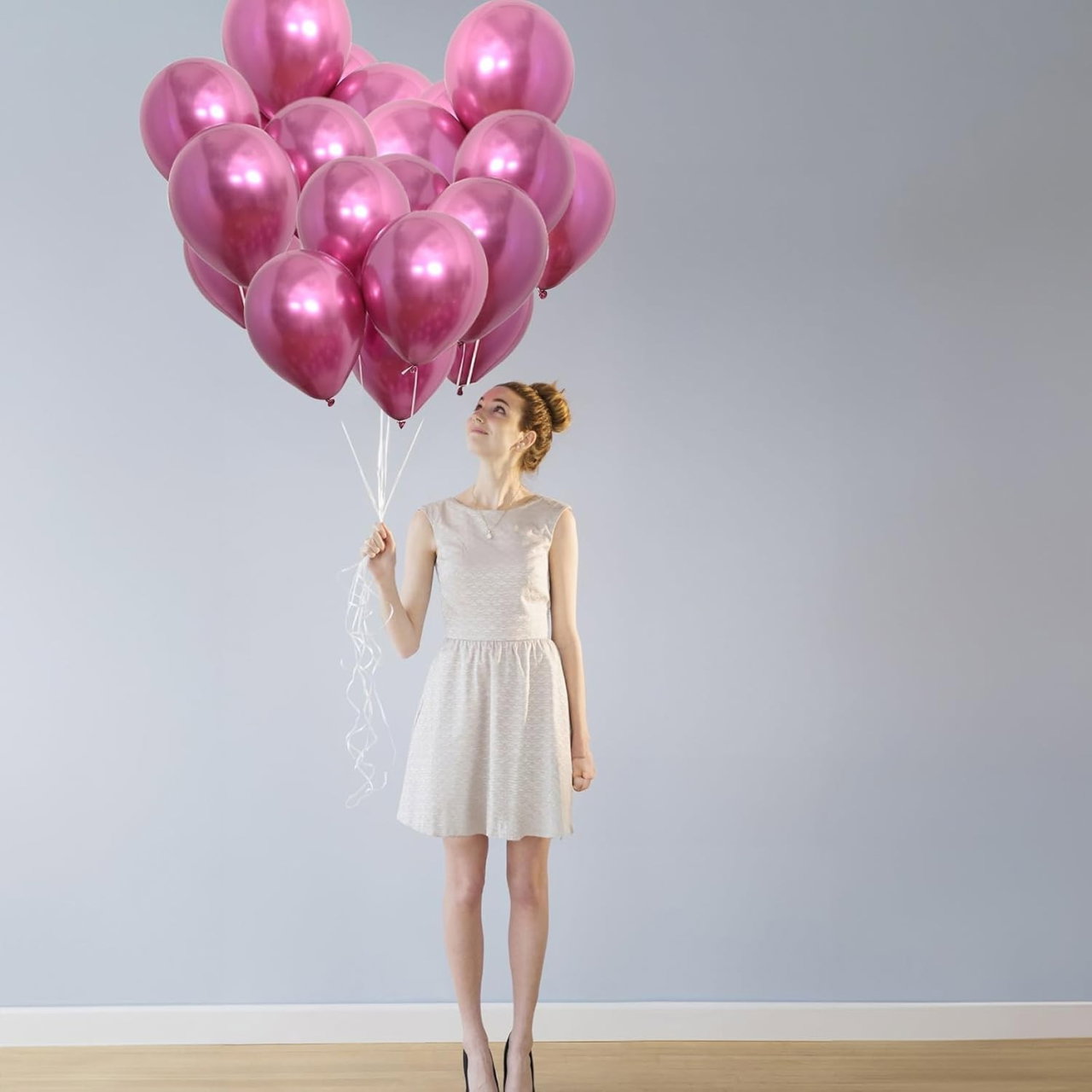 Set 12 Baloane, Flippy, din Latex Chrome, 30 cm, Fucsia [2]