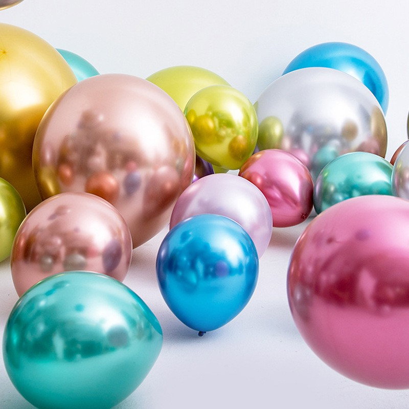 Set 12 Baloane, Flippy, din Latex Chrome, 30 cm, Roz-Auriu [7]