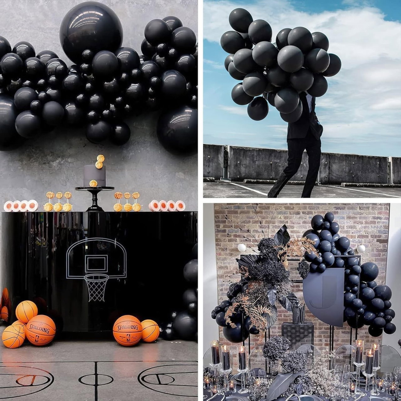 Set 12 Baloane, Flippy, din Latex Standard, 25 cm, Negru [3]