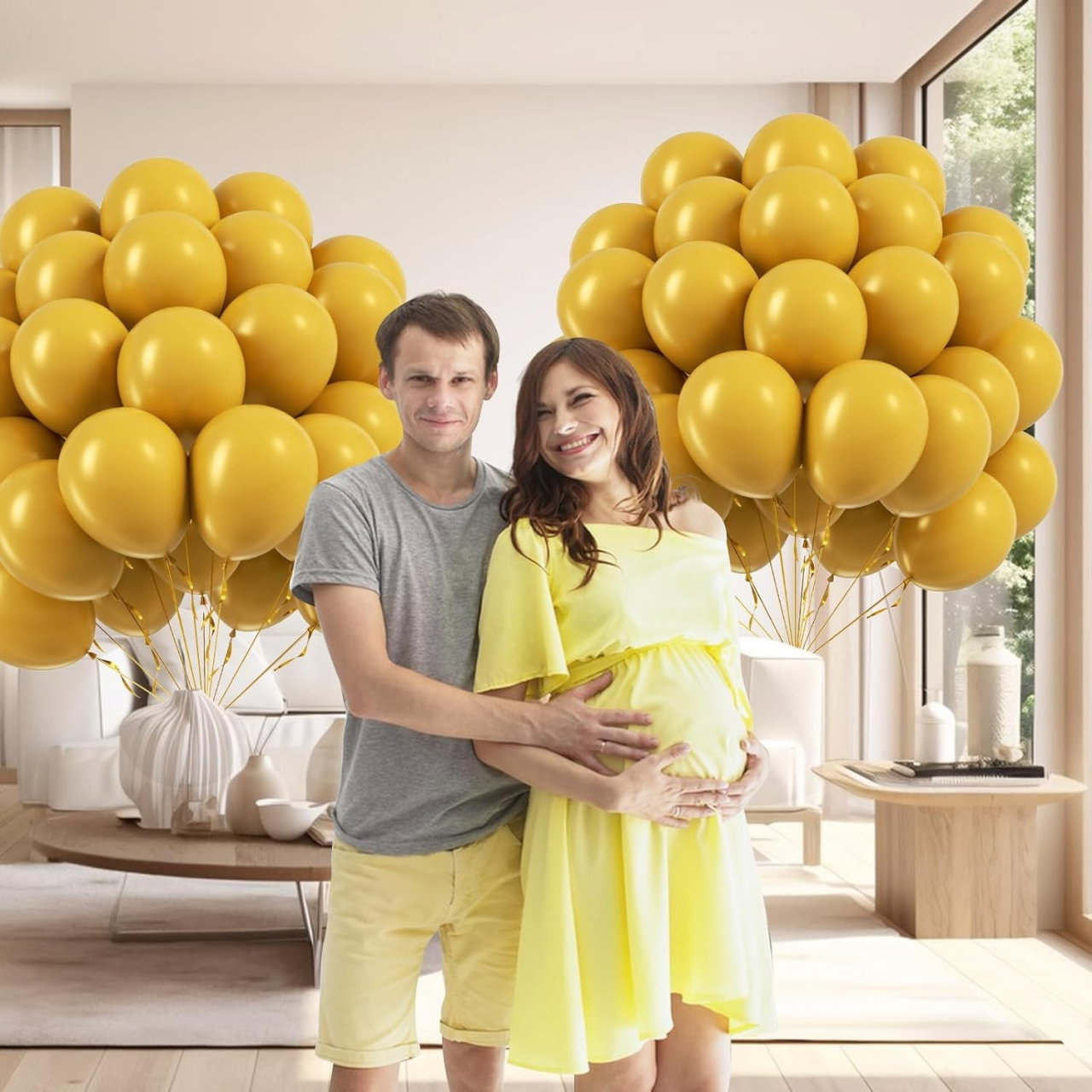 Set 12 Baloane, Flippy, din Latex Standard, 30 cm, Galben Mustar [3]