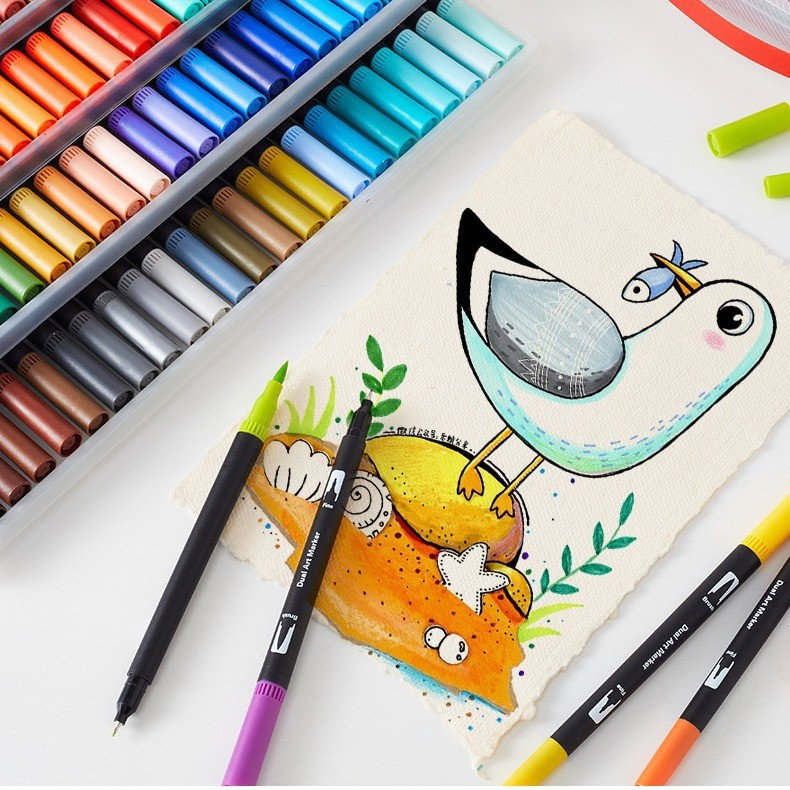 Set 12 Carioci, Flippy, pe Baza de Apa, 2 Tipuri de Varf, 1-2 mm, 0.4 mm, Corp Carioca Negru, din Plastic, Multicolor [4]