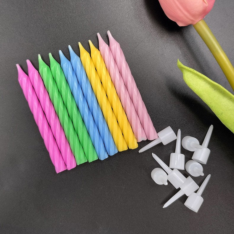 Set 12 Lumanari de Tort, Flippy, Model Spirala cu Suport, Party, 6.5 cm, din Parafina, Multicolor [2]