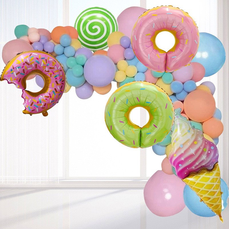 Set 124 Baloane, Flippy, din Latex si Folie de Aluminiu, Model Candy, Diferite Marimi, Multicolor [2]