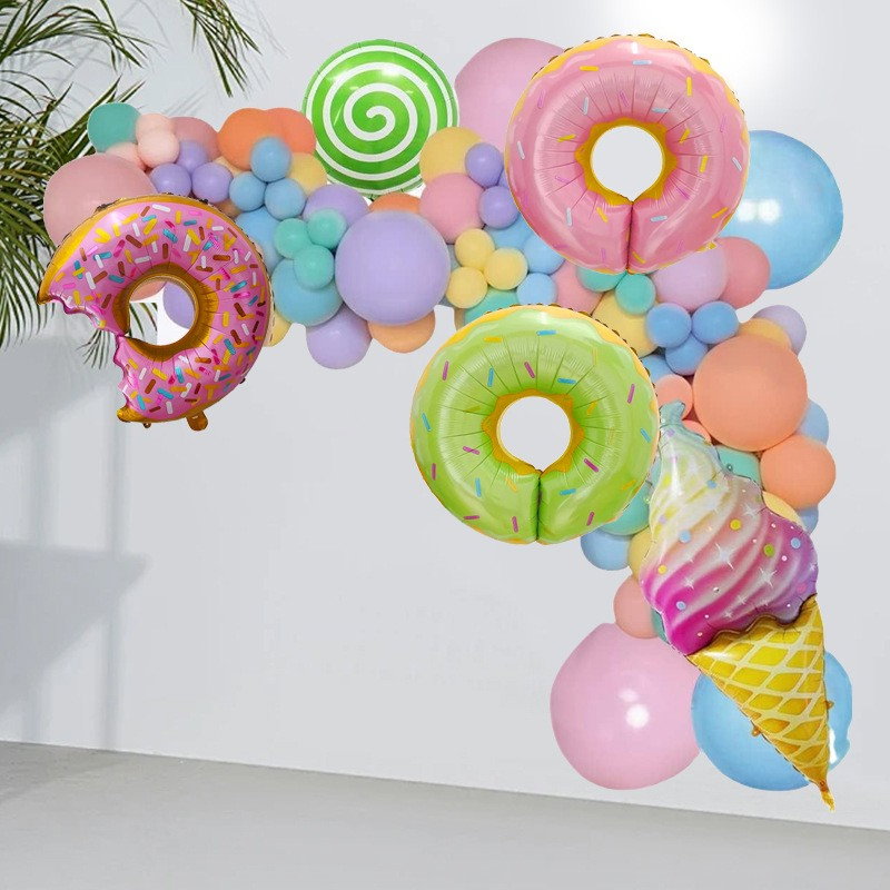 Set 124 Baloane, Flippy, din Latex si Folie de Aluminiu, Model Candy, Diferite Marimi, Multicolor [5]