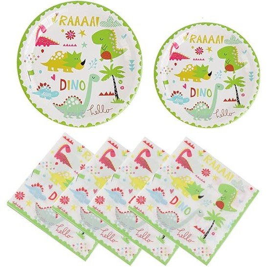 Set 16 Accesorii de Masa, Flippy, Colectia Dino Park, 136 Piese, din Carton/Plastic/Hartie, Multicolor [6]