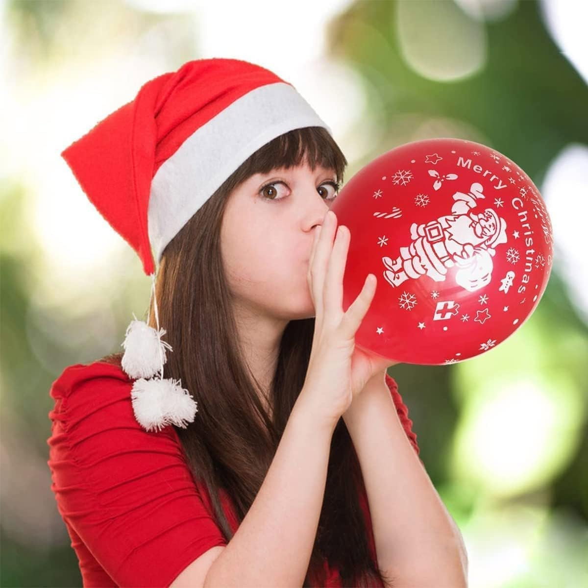 Set 16 Baloane din Latex, Flippy, Model Merry Christmas, Tematica Craciun, 25 cm, Verde Rosu [2]