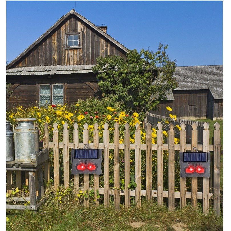 Set 2 Aparate Solare LED cu Ultrasunete, Flippy, Repelent pentru Animale Mari si Mici, Lumina Rosie si Alba, Anti Rozatoare, Anti Insecte, Frecventa 9-36KHZ, 10.2 x 10.6 x 2.8 cm, Negru [4]