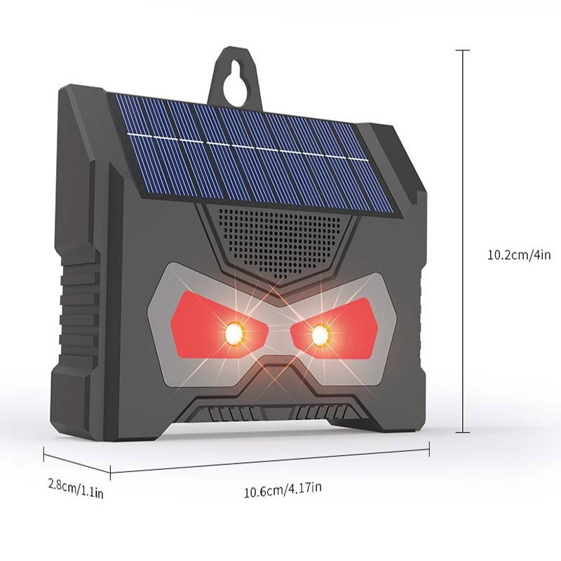 Set 2 Aparate Solare LED cu Ultrasunete, Flippy, Repelent pentru Animale Mari si Mici, Lumina Rosie si Alba, Anti Rozatoare, Anti Insecte, Frecventa 9-36KHZ, 10.2 x 10.6 x 2.8 cm, Negru [8]