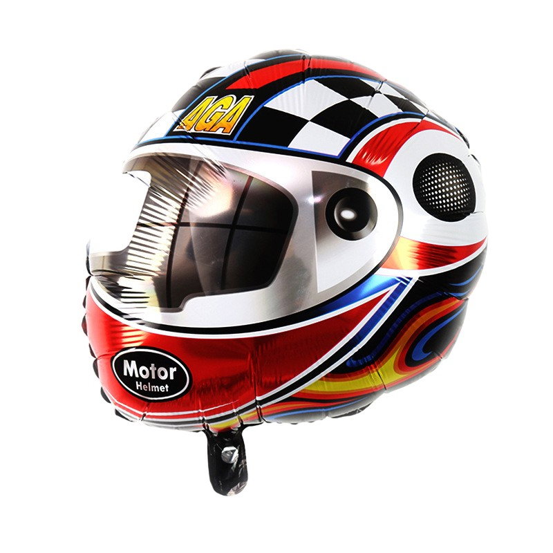 Set 2 Baloane din Folie Metalizata, Flippy, Figurine Cerc si Casca, Model Curse, 75-80 cm cm, Ambalaj Individual, Pai Inclus, Umflare cu Aer sau Heliu, Multicolor [3]