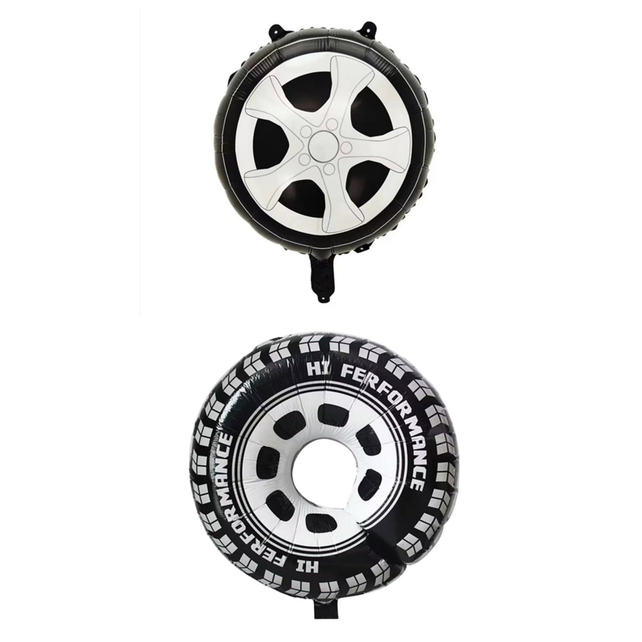 Set 2 Baloane din Folie Metalizata, Flippy, Figurine Roti, Model Masini, 75-80 cm cm, Ambalaj Individual, Pai Inclus, Umflare cu Aer sau Heliu, Negru [1]