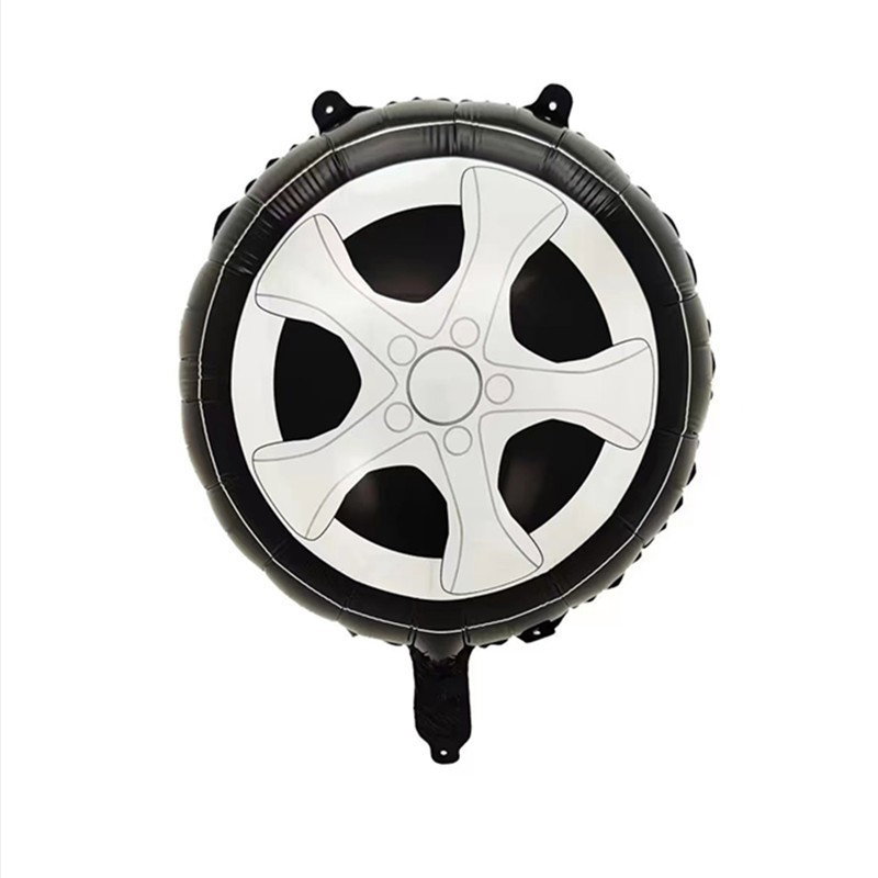 Set 2 Baloane din Folie Metalizata, Flippy, Figurine Roti, Model Masini, 75-80 cm cm, Ambalaj Individual, Pai Inclus, Umflare cu Aer sau Heliu, Negru [3]