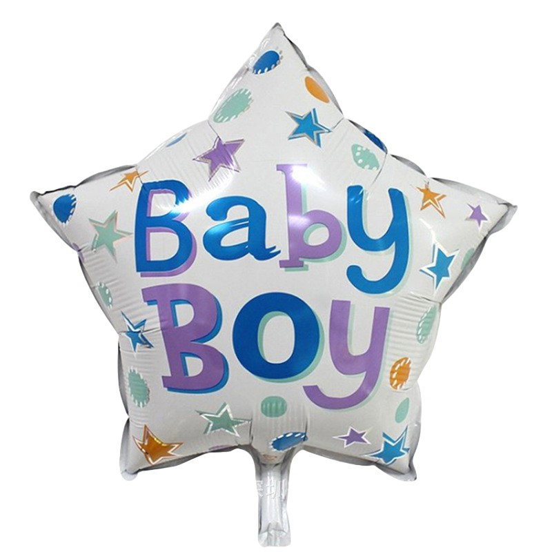 Set 2 Baloane din Folie Metalizata, Flippy, Figurine Stea si Cerc, Tema Botez Baietel, 45 cm, Ambalaj Individual, Pai Inclus, Umflare cu Aer sau Heliu, Albastru [3]