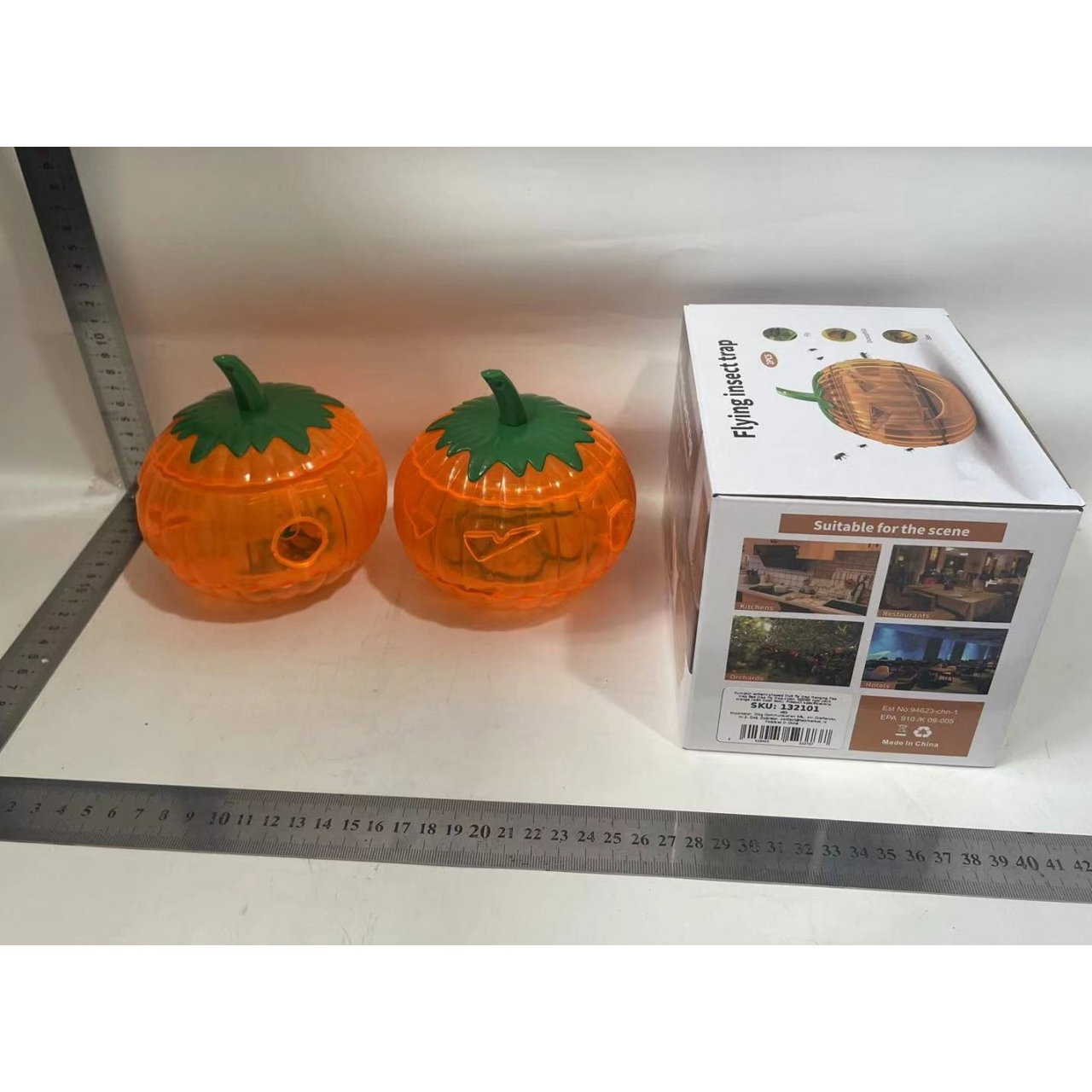 Set 2 Capcane pentru Insecte, Flippy, Forma de Dovleac, 12x9.2x12.2 cm, din ABS, Portocaliu [2]