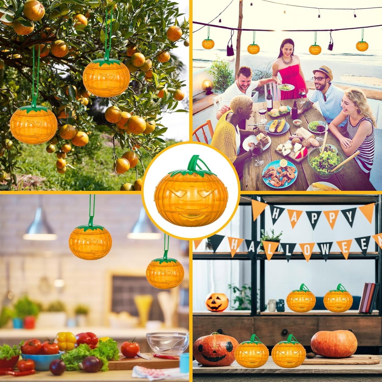 Set 2 Capcane pentru Insecte, Flippy, Forma de Dovleac, 12x9.2x12.2 cm, din ABS, Portocaliu [3]