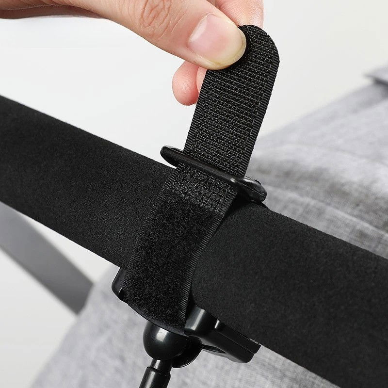 Set 2 Carlige pentru Carucior, Flippy, din Plastic si Velcro, Sarcina Maxima 2 kg, Negru [6]