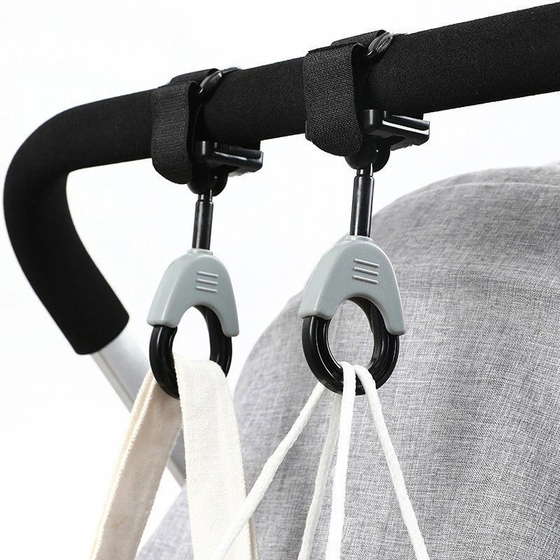 Set 2 Carlige pentru Carucior, Flippy, din Plastic si Velcro, Sarcina Maxima 2 kg, Negru [5]