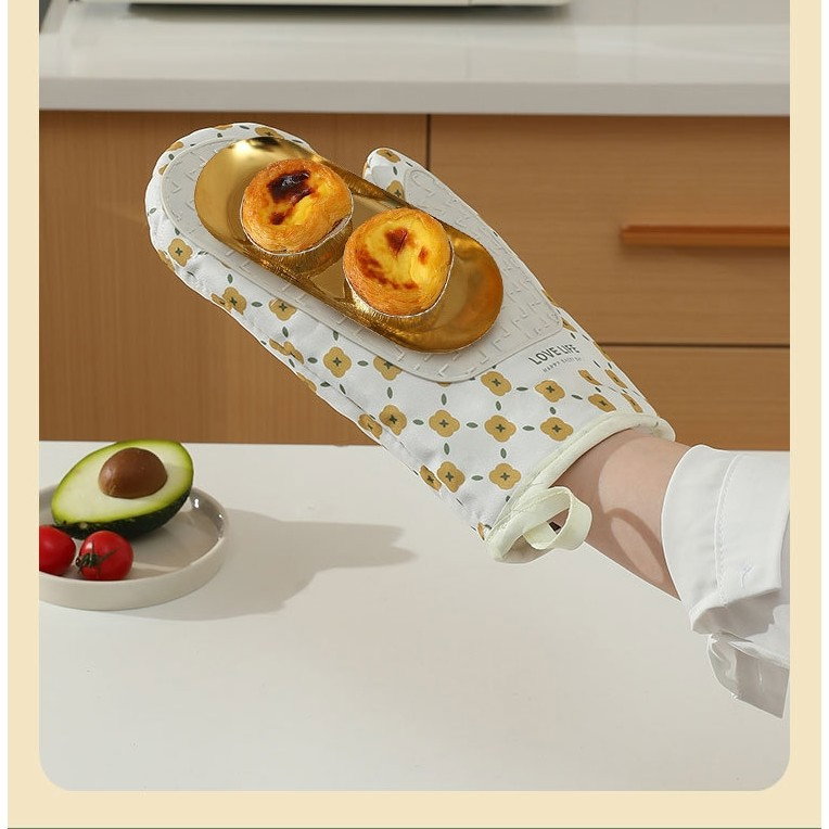 Set 2 manusi cuptor Flippy, manusa de bucatarie, rezistenta 330 grade, textil si cauciuc, 26.5x18 cm, alb [7]