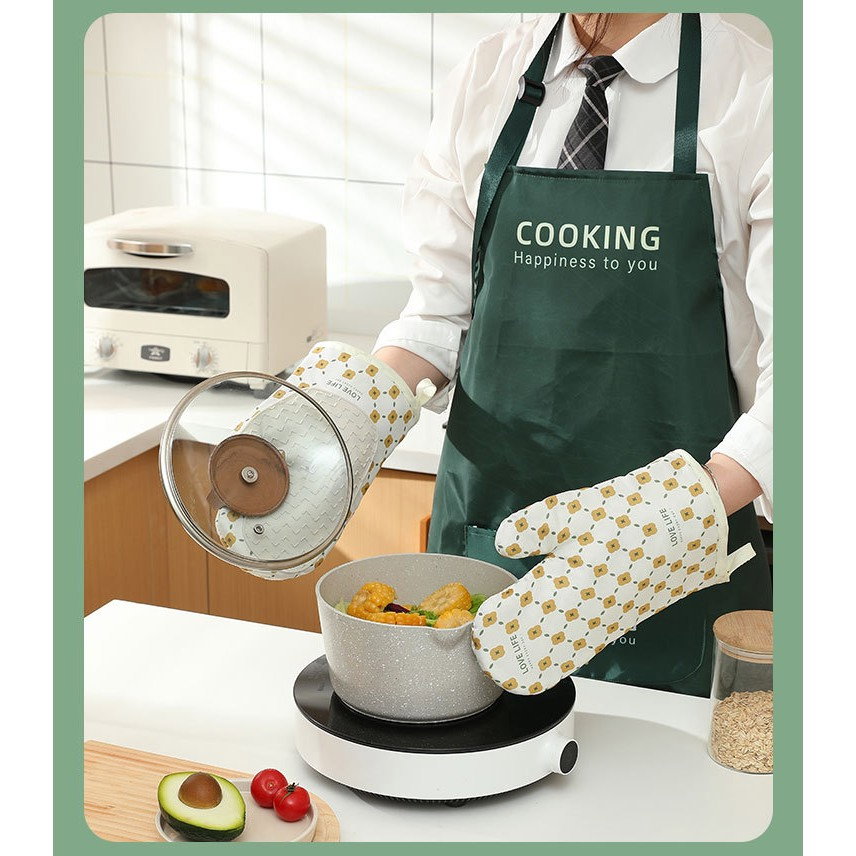 Set 2 manusi cuptor Flippy, manusa de bucatarie, rezistenta 330 grade, textil si cauciuc, 26.5x18 cm, alb [4]