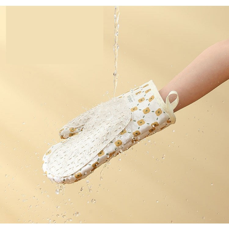 Set 2 manusi cuptor Flippy, manusa de bucatarie, rezistenta 330 grade, textil si cauciuc, 26.5x18 cm, alb [6]