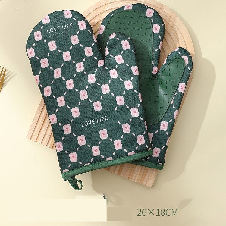 Set 2 manusi cuptor Flippy, manusa de bucatarie, rezistenta 330 grade, textil si cauciuc, 26.5x18 cm, verde [3]