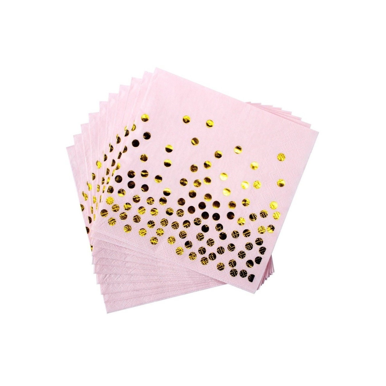 Set 20 de Servetele de Masa, Flippy, Imprimeu cu Buline Aurii, din Hartie, 17 x 17 cm, Roz [2]