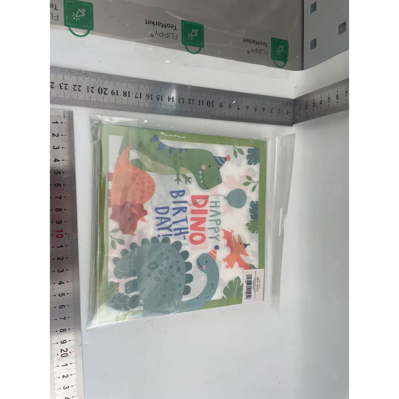 Set 20 de Servetele de Masa Happy Birthday, Flippy, Model Dinozauri, Tematica Aniversare, 33x33 cm, Verde [2]