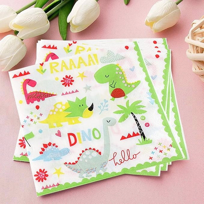 Set 20 Servetele de Masa, Flippy, Colectia Dino Park, 17 x 17 cm, din Hartie, Multicolor [5]