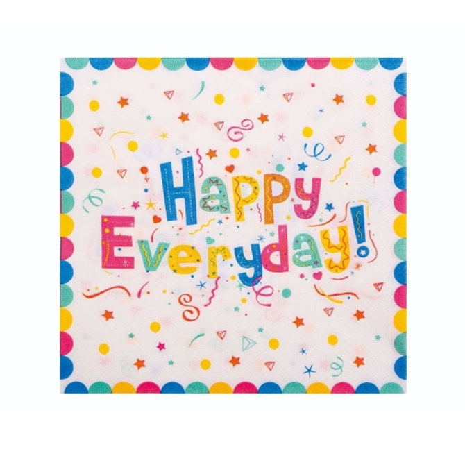 Set 20 Servetele de Masa, Flippy, din Hartie, 33 x 33 cm, Model Happy Everyday, Multicolor [1]