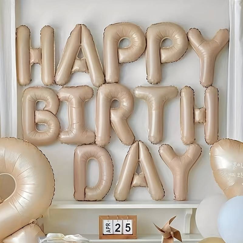 Set 25 de Baloane din Folie Metalizata si Latex, Flippy, Figurine 2 Stele, 4 Baloane Confetti, 13 Litere, 6 Latex, Model Happy Birthday, Tema Aniversare, 40 cm, Ambalaj Individual, Pai Inclus, Umflare [7]
