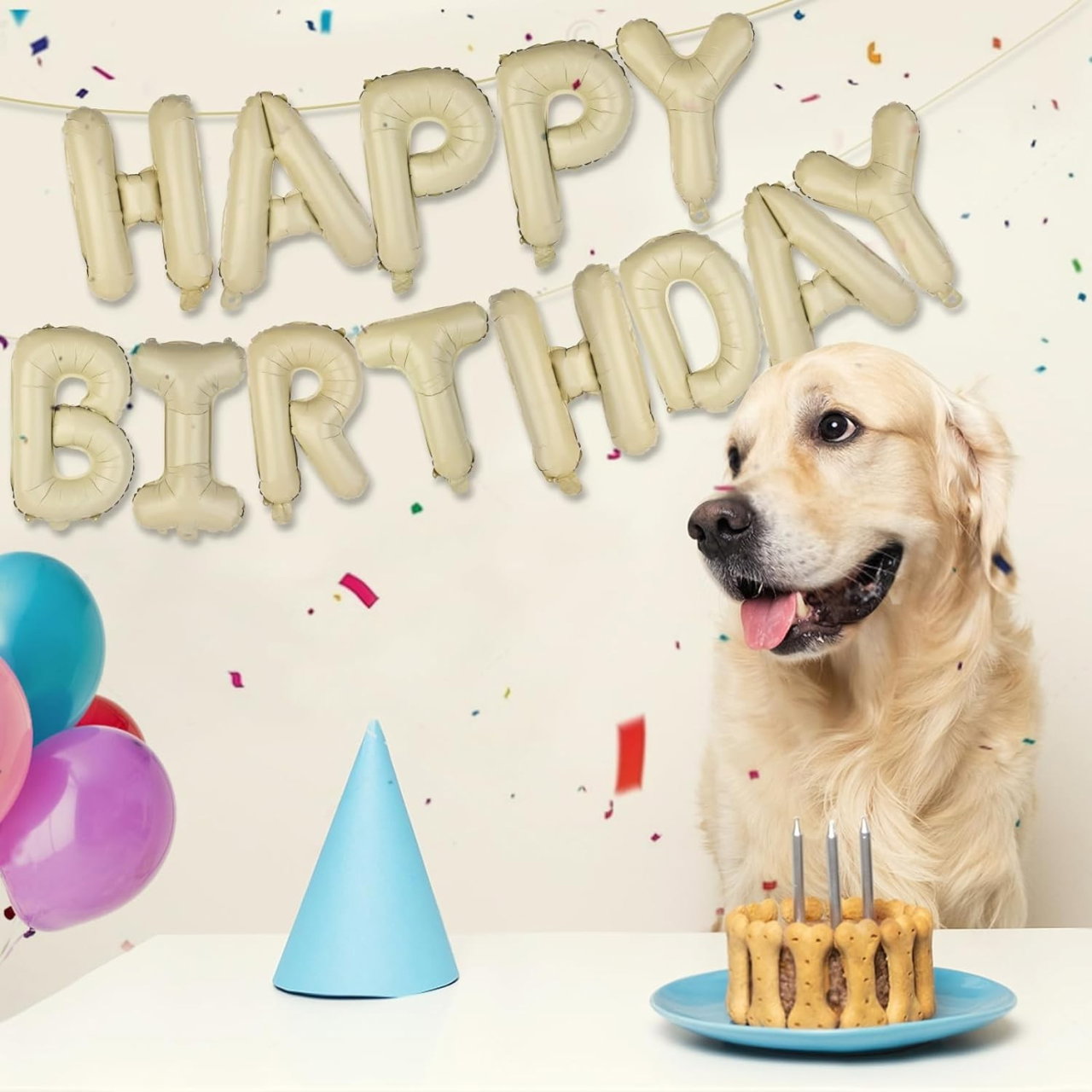 Set 25 de Baloane din Folie Metalizata si Latex, Flippy, Figurine 2 Stele, 4 Baloane Confetti, 13 Litere, 6 Latex, Model Happy Birthday, Tema Aniversare, 40 cm, Ambalaj Individual, Pai Inclus, Umflare [5]