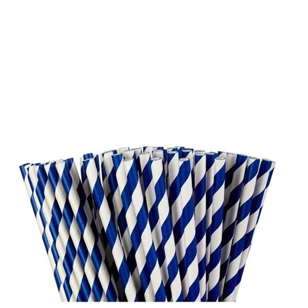 Set 25 Paie, Flippy, din Hartie, 20 cm, Model cu Dungi, Alb/Albastru Inchis [5]