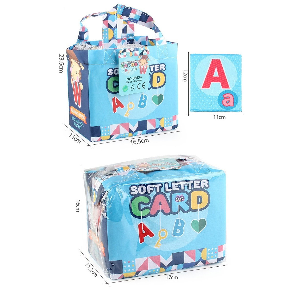 Set 26 Carduri din Panza cu Doua Fete, Flippy, Model Litere, Educational, Interactiv, Saculet Inclus, Multicolor [3]