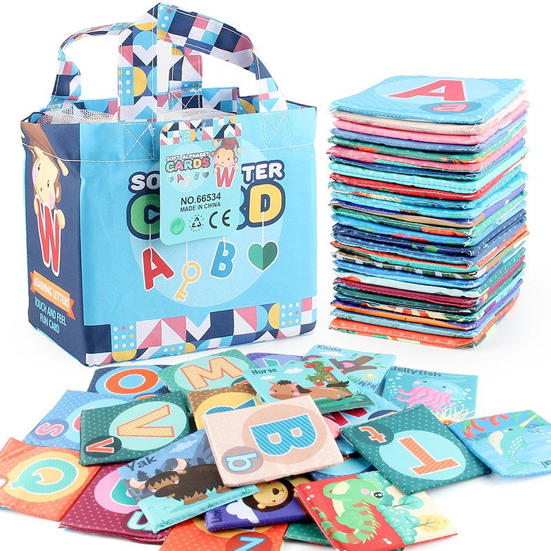 Set 26 Carduri din Panza cu Doua Fete, Flippy, Model Litere, Educational, Interactiv, Saculet Inclus, Multicolor [7]