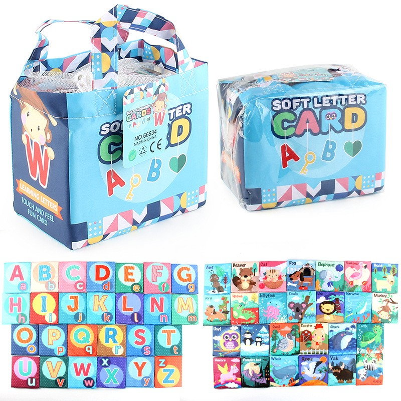 Set 26 Carduri din Panza cu Doua Fete, Flippy, Model Litere, Educational, Interactiv, Saculet Inclus, Multicolor [8]