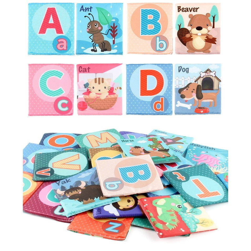 Set 26 Carduri din Panza cu Doua Fete, Flippy, Model Litere, Educational, Interactiv, Saculet Inclus, Multicolor [5]