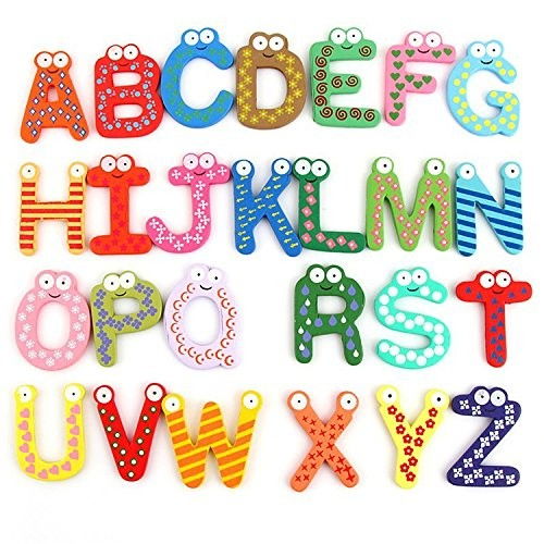 Set 26 Magneti de Frigider pentru Copii, Flippy, Model Alfabet A-Z, Figurine Amuzante, din Lemn, Multicolor [7]