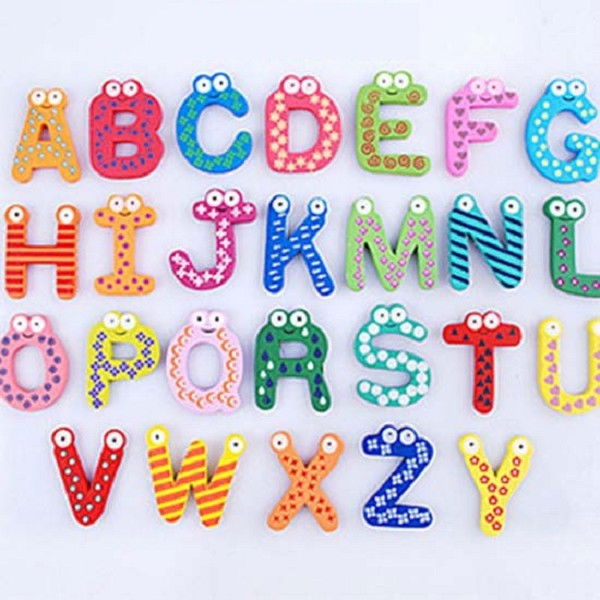 Set 26 Magneti de Frigider pentru Copii, Flippy, Model Alfabet A-Z, Figurine Amuzante, din Lemn, Multicolor [8]
