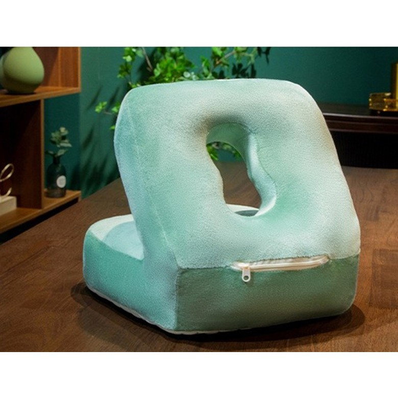 Set 2in1 Patura Microfibra si Perna din Spuma, Flippy, pentru Birou, Calatorii, Pauze, Model Dinozaur, Microfibra, 1x1.7 m, 30x35x30 cm, Verde [2]